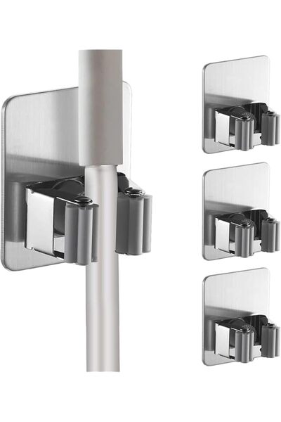 The Bros Adhesive Stainless Steel Mob and Broom Holder