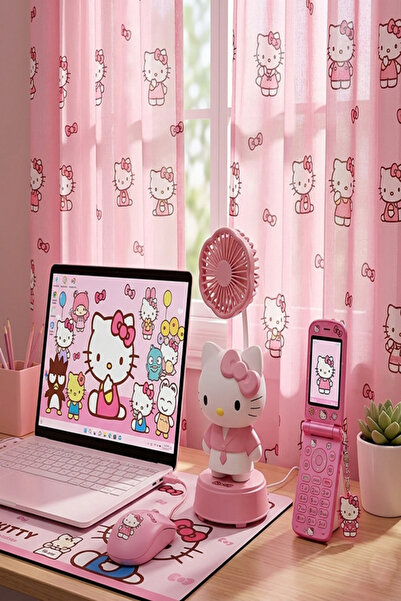 Küp Atölye Hello Kitty Masaüstü Şajlı Mini Fan Vantilatör