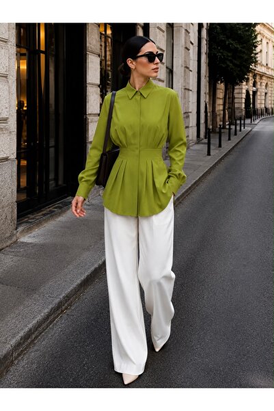sarıdağ Pleated waist fitted shirt