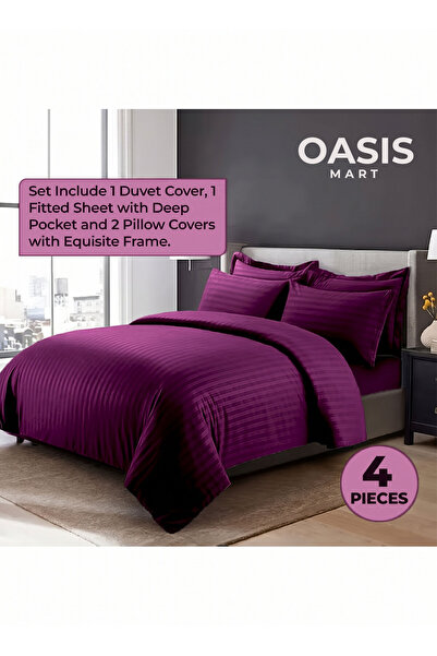 Generic 4-Piece Luxury King Size Striped Bedding Set – Duvet Cover 220×240 cm...