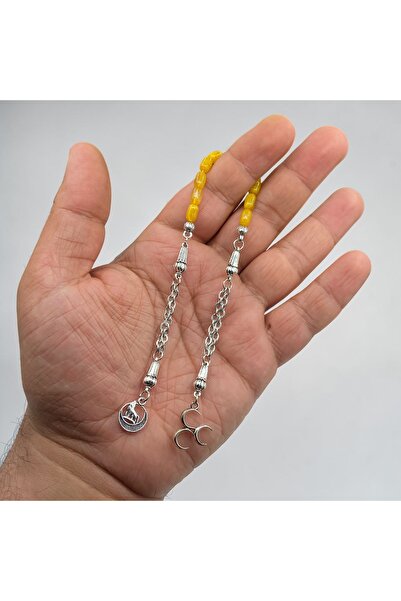 Kttesbihaksesuar 4x7 mm MİNİ ZAZA TESBİH SIKMA KEHRİBAR ÜÇ HİLAL VE BOZKURT F...