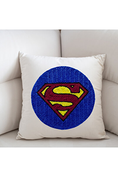 LİLYHOBBYLAND Super Power Themed Handmade Cushion Cover Themed Punch Embroide...