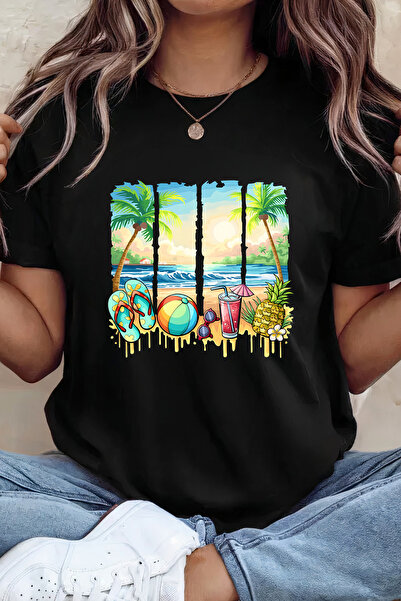 Sarah's Boutique Women's T-shirt – 100% cotton – Beach Panels