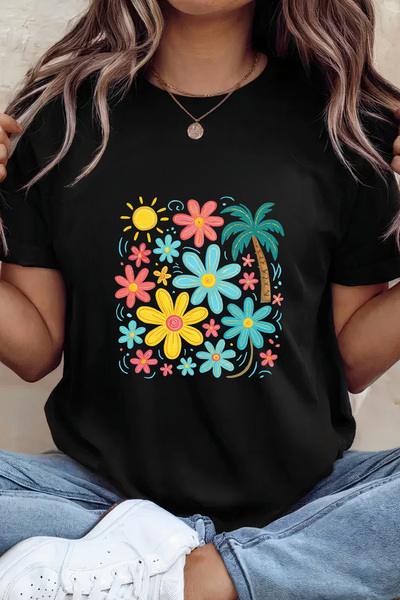 Sarah's Boutique Women's T-shirt – 100% cotton – Summer Flowers