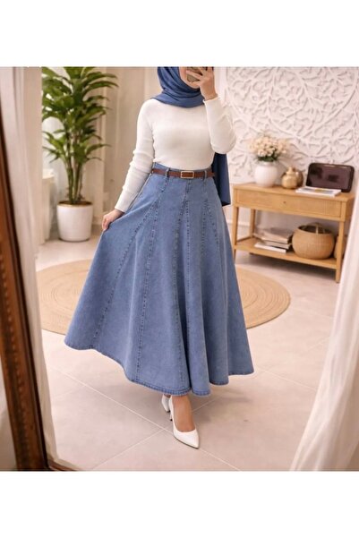 MODA S&S BZLİNE Belt Detailed Cup Cut Tencel Skirt