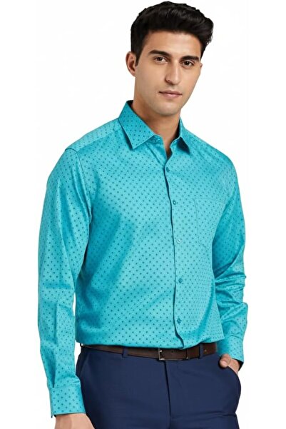 Diverse Men's Regular Fit Printed Long Sleeve Cotton Formal Shirt by