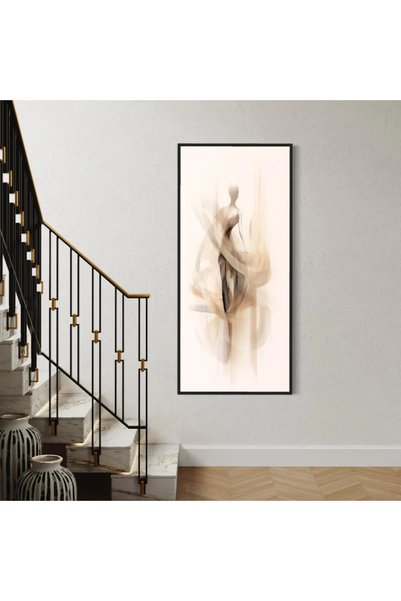 Afkar modern لوحة جدارية فنية مودرن بتصميم تجريدي أنيق - لوحة كانفس عصرية بألوان بيج هادئة - ديكور فاخر للمنازل والمكاتب