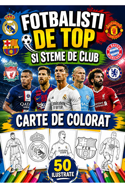 Disney Footballers and Club Crests A4 FORMAT, 50 Illustrated, Laminated Cardb...