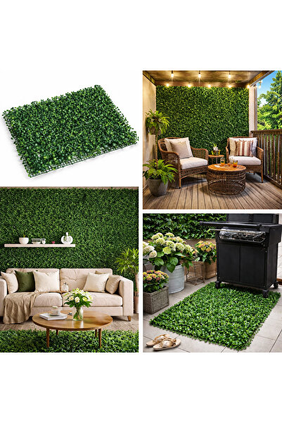 Avex Panou decorativ Gard viu artificial cu frunze mici, culoare verde, dimen...