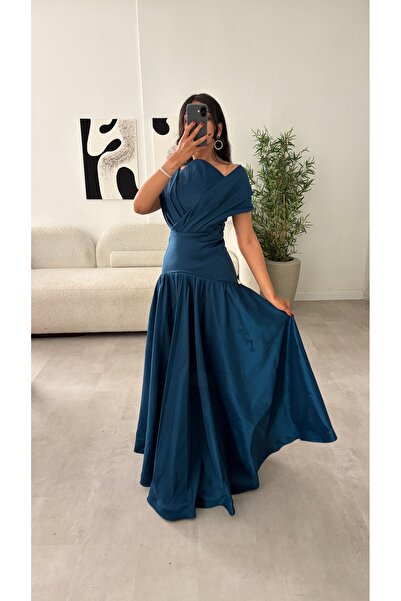 ANGELINSA Long Evening Dress Petrol Color