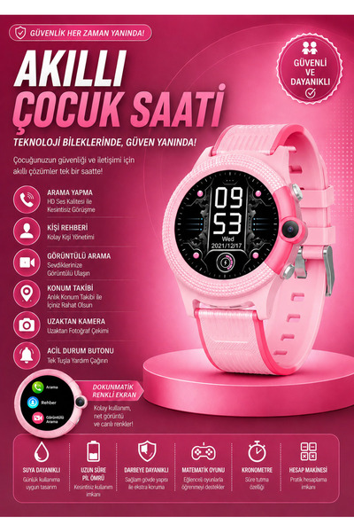 howear Akıllı Çocuk Saati SIM Kartlı GPS Takipli Görüntülü Görüşmeli Arama Sm...