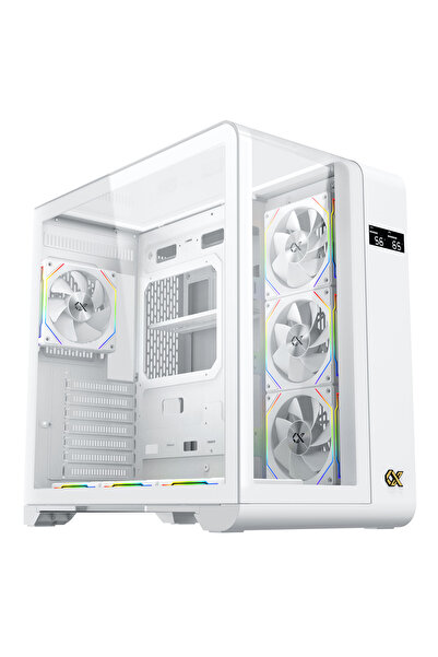 Xigmatek EN44281 PANO S Beyaz 3 Taraf Cam Lcd göstergeli x12cm ARGB Fan+Kuman...