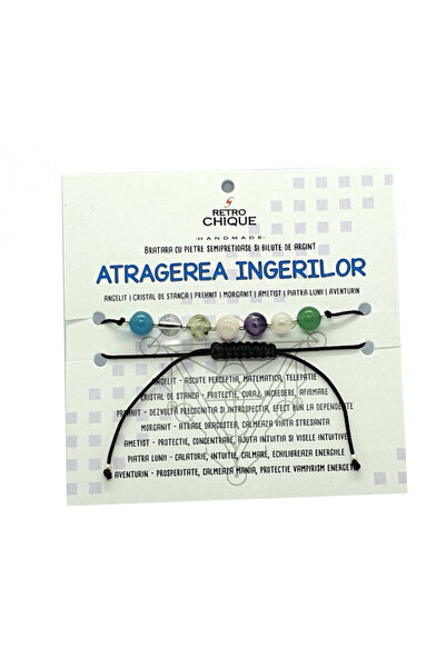 byRetroChique Bratara pentru ATRAGEREA INGERILOR cu pietre semipretioase si b...