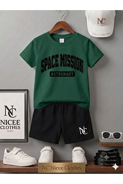 NC Nicee Clothes LETNJA DEČJA MAJICA I KRATKE HLAČE UNISEKS (CRNI ŠTAMP SA MI...