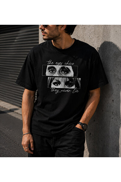 shidumanlar Unisex The EYES Chico Baskılı Pamuklu Oversize T-shirt Tshirt tişört