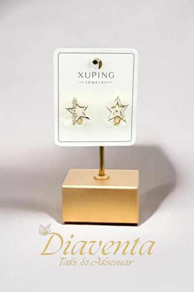 DİAVENTA TAKI VE AKSESUAR 14k Xuping kararmaz zirkon taşlı gold çelik yıldız ...