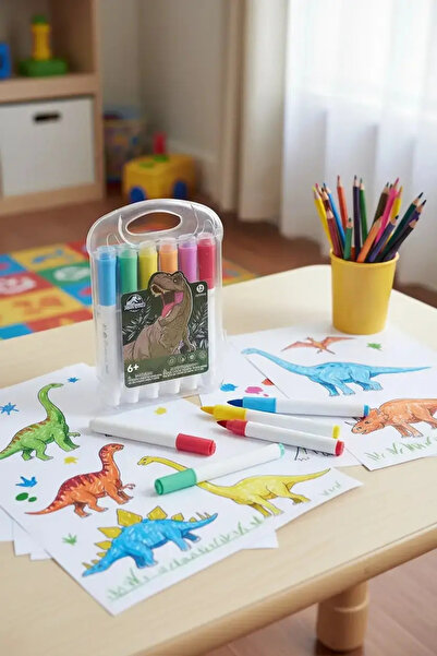 Miniso مجموعة أقلام تلوين تعليمية مرخصة من جوراسيك وورلد مكونة من 12 قلم تلوي...