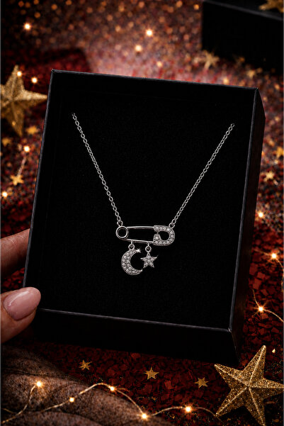 PULİNİN DÜKKANI Moon Star Figured Steel Necklace – Stainless Steel Elegant Wo...