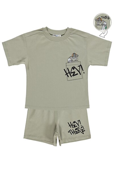 Civil Boys Hey Printed Front Pocket Set for 2-5 Years Old - Gray