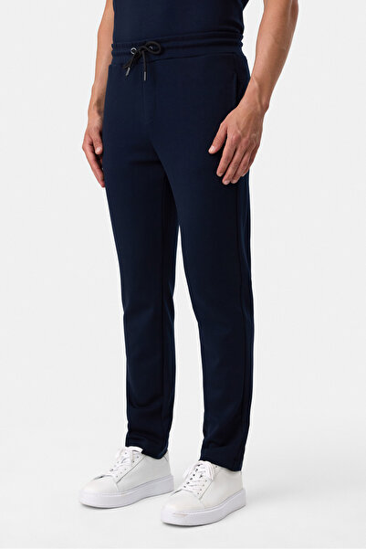 Back And Bond Regular Fit Knitted Navy Blue Jogger Pants
