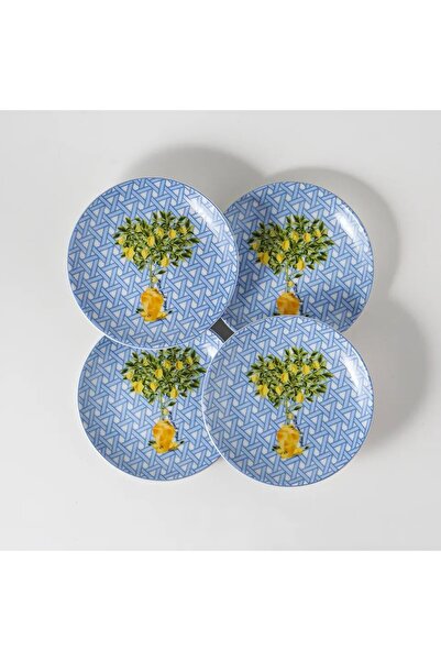 VİTELLİ Hazeran Limon 4'lü Porselen Tabak Seti - 12 cm