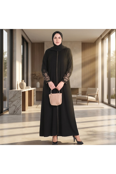 ISTANBUL STYLES Stylish Embroidered Zippered Robe – Crepe Fabric
