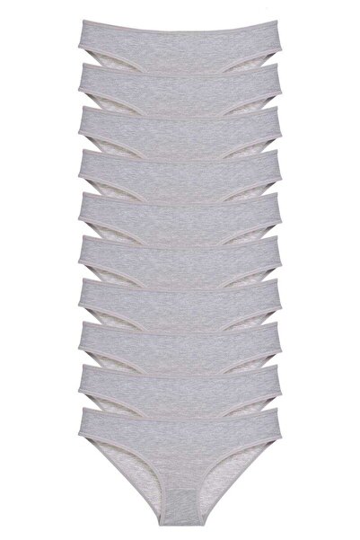 Generic Brand 10 Pieces Super Eco Set Lycra Women's Slip Panties Gray