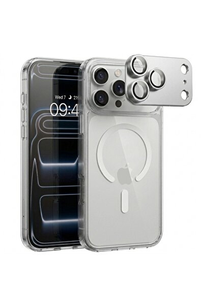 O Ozone (2 in 1) Magnetic Clear Case for iPhone 17 Pro with Metal Frame & 9H ...