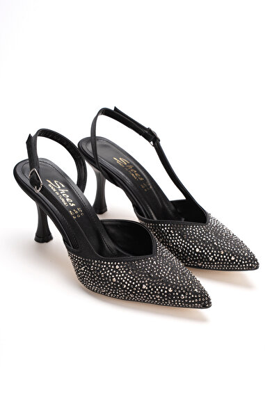 Melvoria Women's Pointed Toe Open Back Buckle Elegant Stiletto Heeled Shoes