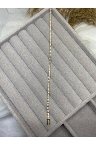ZEYKU ACCESSORİES سوار من الفولاذ مرصع بحجر الزركون باللونين الفضي والذهبي مقاس 18 سم