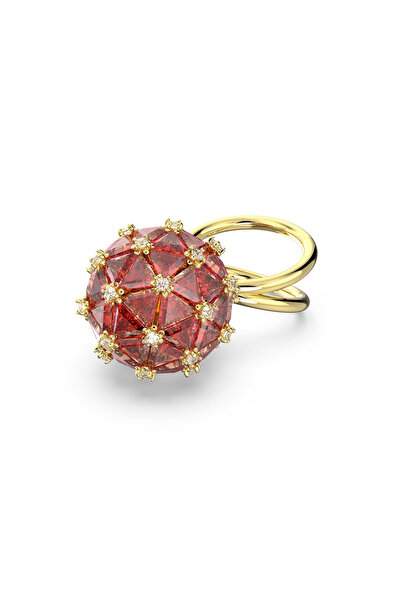 Swarovski Curiosa Kokteyl Yüzüğü, Üçgen kesim, Yuvarlak şekil, Turuncu, Altın...