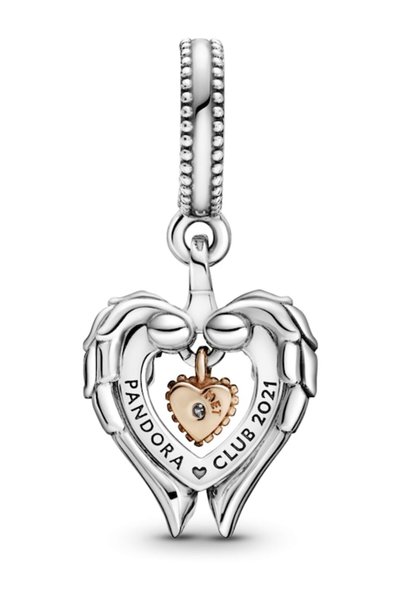 Pandora Charm Club 2021 cu aripi de inger si inima Let Your Dreams Fly - Argint 925