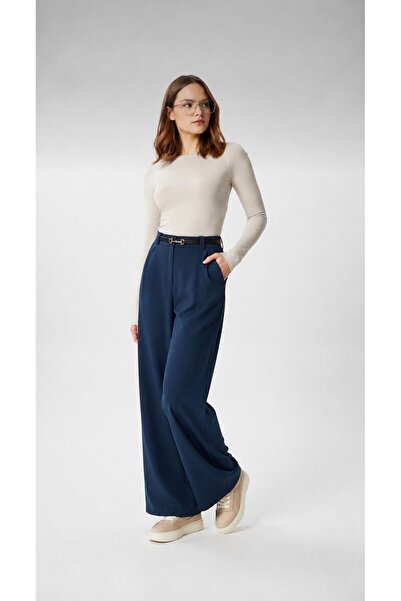 RESSHO Women's Belt Detailed Palazzo Trousers