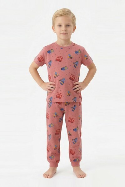 MODANINO Boy's 100% Cotton Fabric and Printed Pajama Set 3-13 Years 12686Is