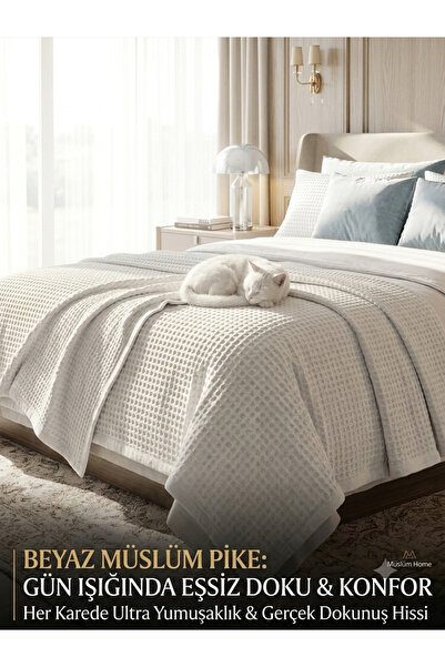 BELİNİS Premium %100 Pamuklu Waffle Pike - 160x235 cm Ekstra Geniş ve Uzun - ...