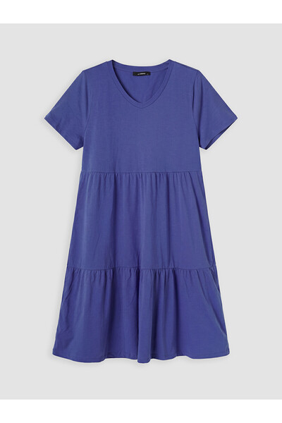 LC Waikiki Nevavm Plus Size V-Neck Layered Dress with a Difference