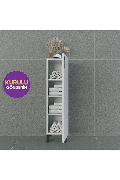 HOMECONOM Volans-AR 30 cm Çok Amaçlı Ayaklı Dolap Parlak Beyaz MDF Lam Sağ Me...