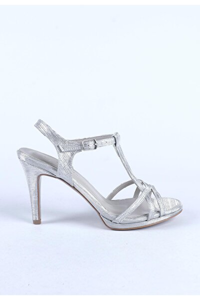 Hayati Arman Women's Ankle Strap Thin Heeled Evening Dress Shoes Silver
