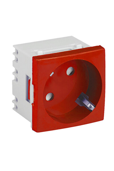 DLX Modular Schuko socket with grounding, red - DLX-245-46