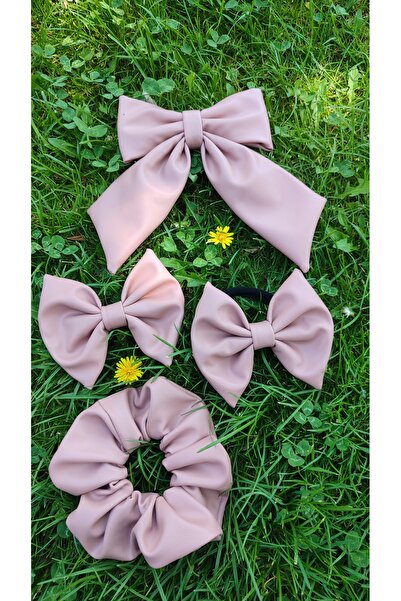 Çiğdem Tuhafiye 4-Piece Buckle Set Pink Faux Leather