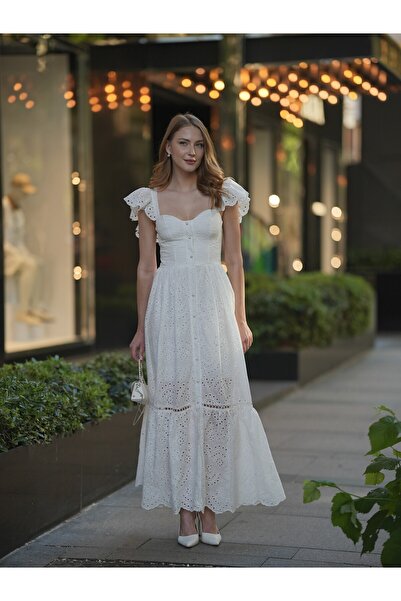 ByRanaBuyuk Rochie din guipur pură