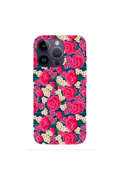 Other Apple iPhone 14 Pro Max Red and pink Flowers Transparent Silicone TPU Θήκη
