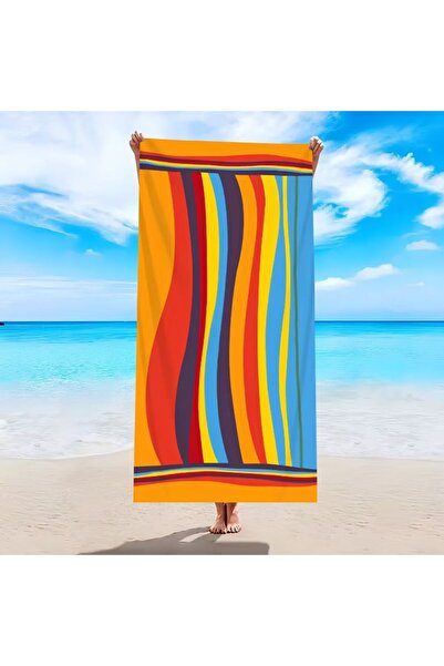 KMT Beach Towel with Striped Abstract Style, Dimensions 150×70cm, Fast Absorb...