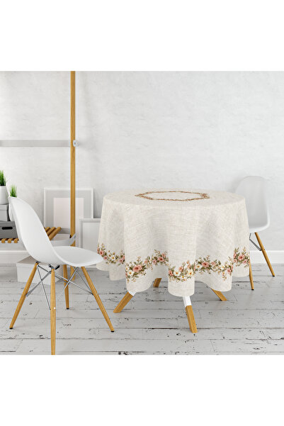 Befahomes GÜL DESEN BASKILI YUVARLAK MASA ÖRTÜSÜ