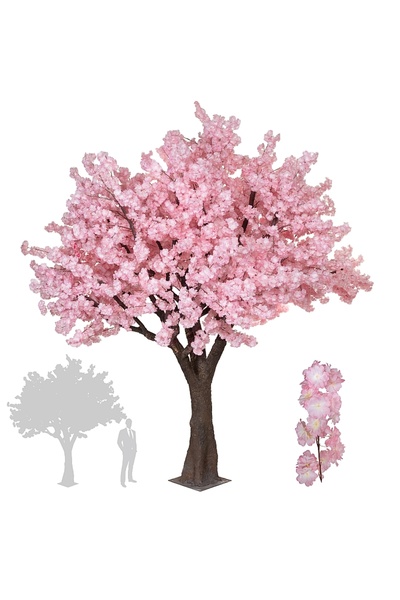 Roberto Rossi Copac artificial H310cm Cires cu flori roz deschis, coroana D310cm