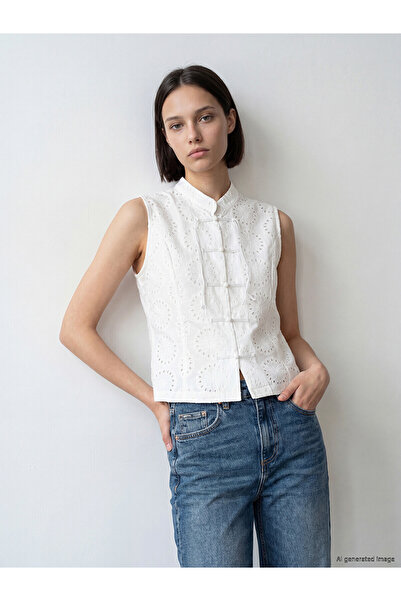 LC Waikiki Nevavm Farkıyla Hakim Collar Embroidered Women's Shirt