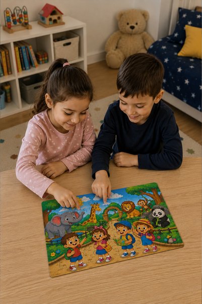 minİQ toys A Day at the Zoo Wooden Puzzle (24 Pieces)