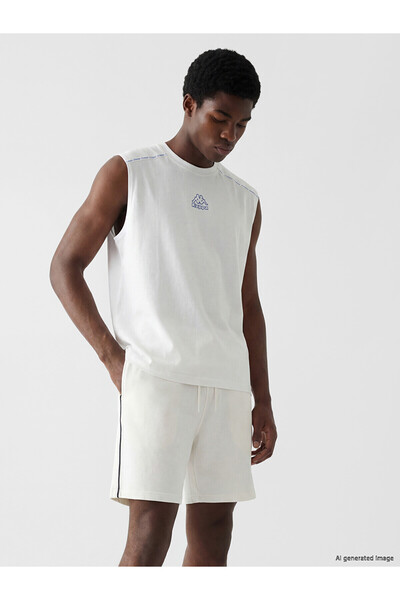 LC Waikiki Nevavm Men's Sleeveless T-Shirt with Oval Collar and Printed Design