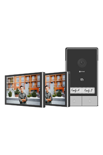 EZVIZ Kit interfon video pentru 2 familii, 2 monitoare tactile de 7 inch, cam...