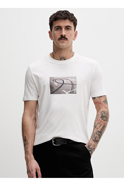 HUGO Beyaz Erkek Regular Fit T-Shirt 50557674 Dostino